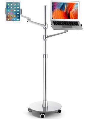 viozon Tablet and Laptop Floor Stand, 2-in-1 Rolling