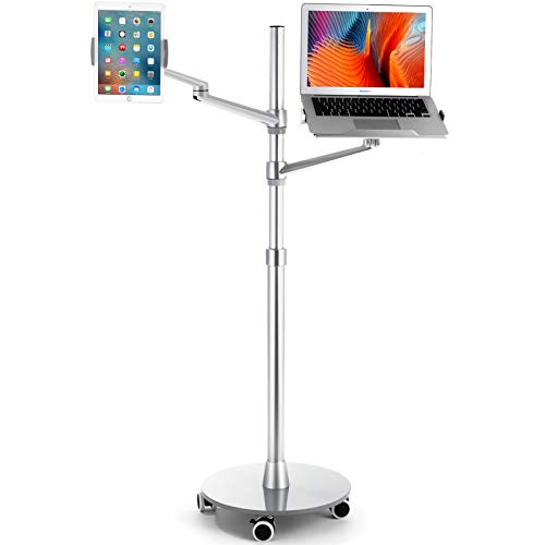 viozon Tablet and Laptop Floor Stand, 2-in-1 Rolling