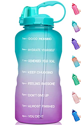 Pal 64 oz BPA-Free Leakproof Motivational Water Bottle with Straw and Time Marker, Perfect for Fitness, Gym, Camping, and Outdoor Sports.