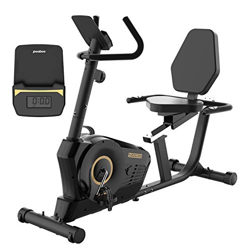 pooboo Recumbent Exercise Bike with Padded and Adjustable Seat