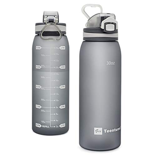 Teentumn 30oz Sport Water Bottle with Time Markers