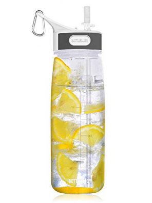 Sports Water Bottle with Straw, Handle
