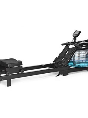 GYMAX Water Rowing Machine, Water Rower with Adjustable Resistance