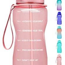 Stay hydrated while reaching your health and fitness goals with the Fidus Half Gallon/64oz Motivational Water Bottle. Featuring a time marker and straw, this leakproof, BPA-free Tritan water jug will remind you to drink enough water throughout the day, whether you're at the gym or engaging in outdoor sports. Available in Light Pink. Motivational Quote & Time Marker.
