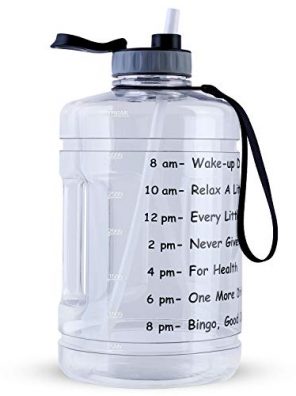 128OZ/1 Gallon Large Water Bottle with Motivational Time Marker