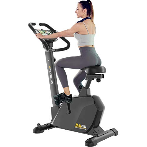 Stationary upright bike with LCD display heart rate