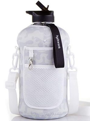 Half Gallon Water Bottle with Storage Sleeve, Straw Lid