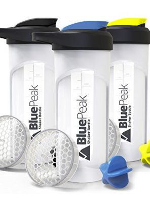 BluePeak Protein Shaker Bottle 28-Ounce, 3-Pack