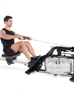 MBH Fitness Water Rowing Machine with LCD Monitor