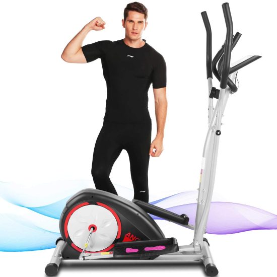 ANCHEER Elliptical Machine with LCD Display and Pulse Rate Grips
