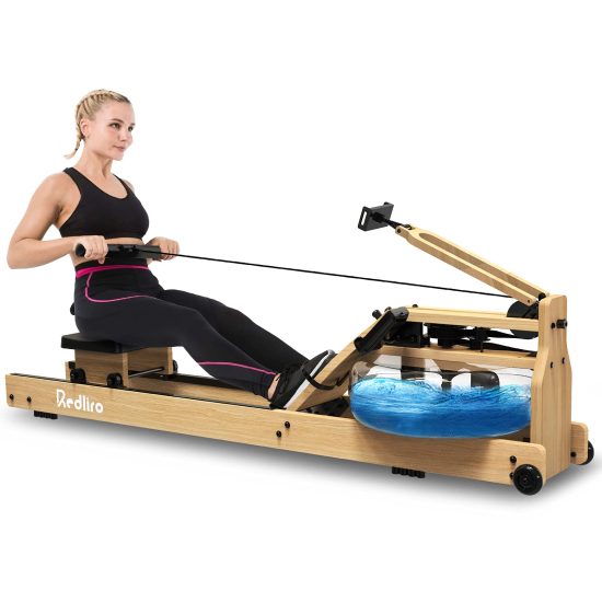 REDLIRO Water Rowing Machine Wood Folding
