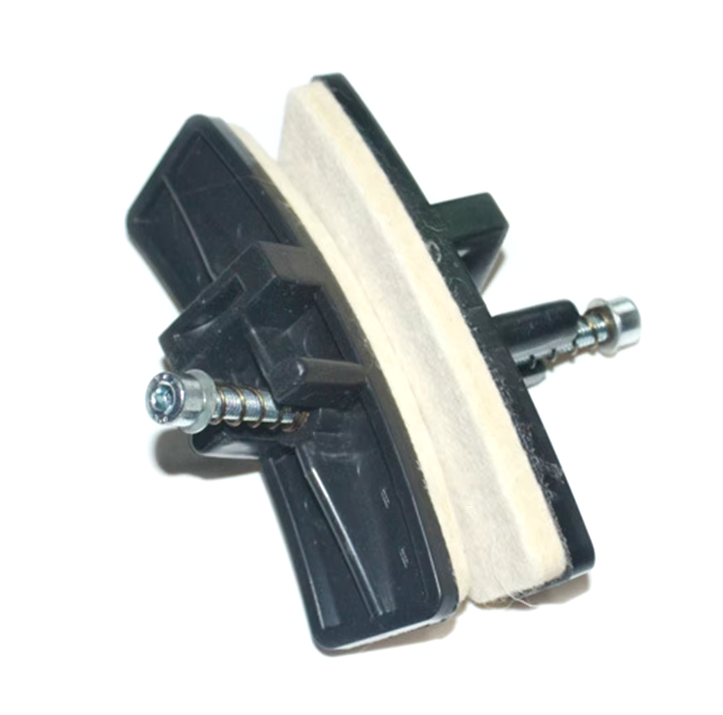 Durable plastic and felt exercise bike brake pads, ideal for smooth and quiet braking, suitable for home and gym use.